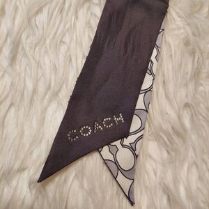 Coach Elegant Dark Gray and Cream Scarf